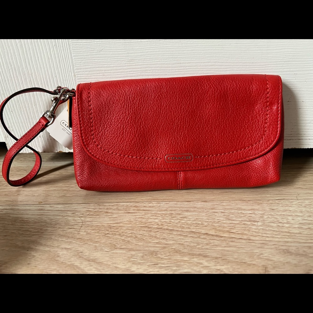Vermillion Red Coach Wristlet/Bag